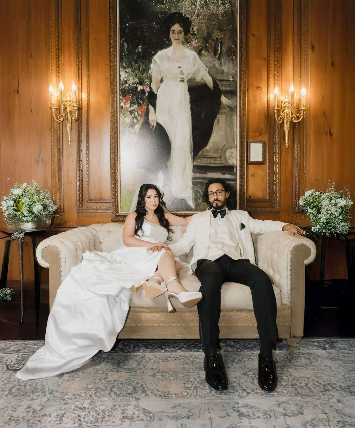 Newlyweds seated together after their ceremony